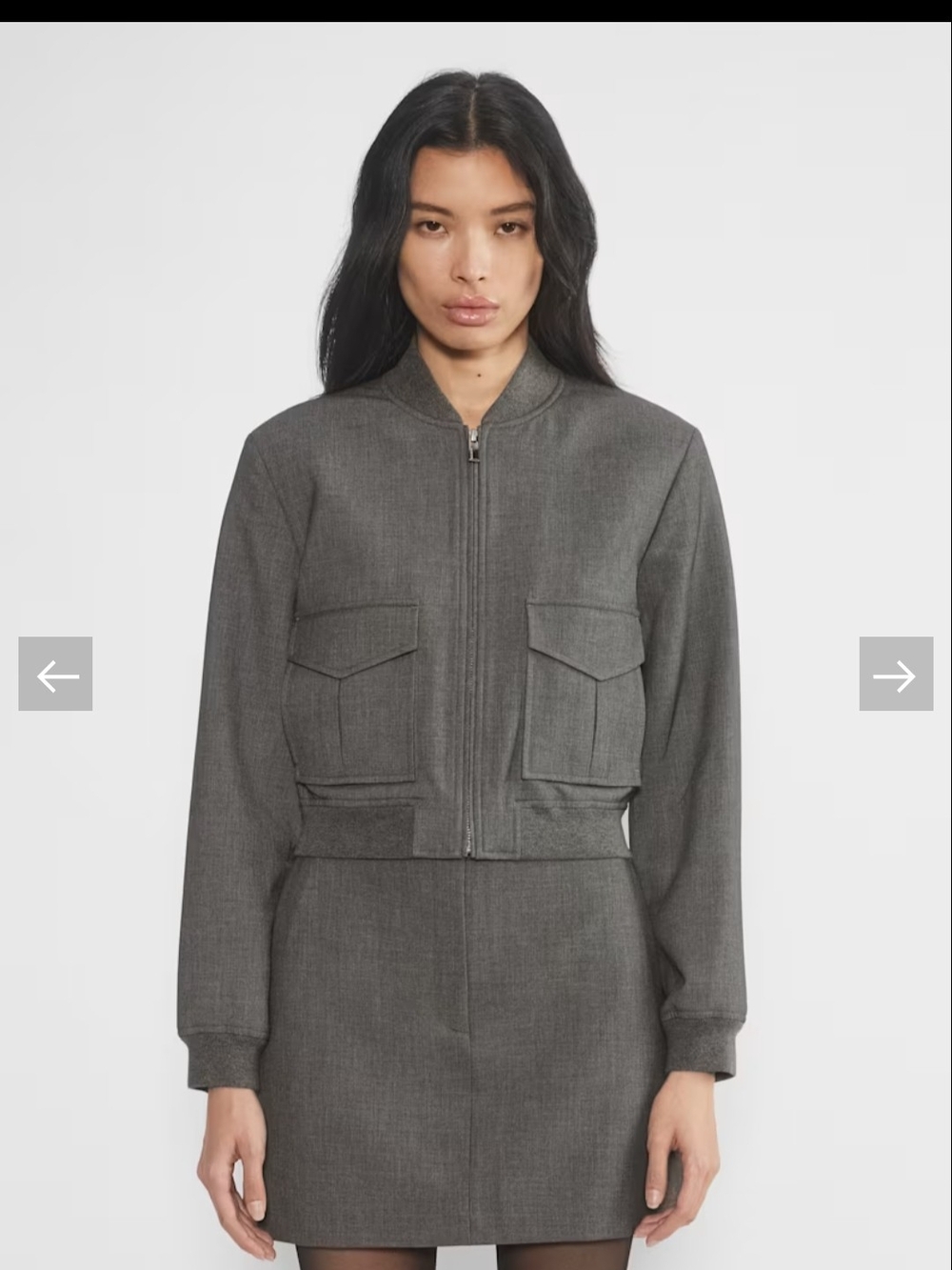 Aritzia Gray Cropped Bomber Blazer